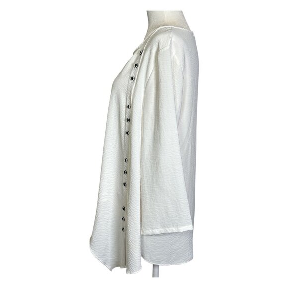 Asymmetrical Size M Womens White Tunic Blouse With Button Detail By Radzoli - Picture 2 of 8